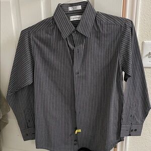 Calvin Klein Boy’s 12 Black Striped Dress Shirt
